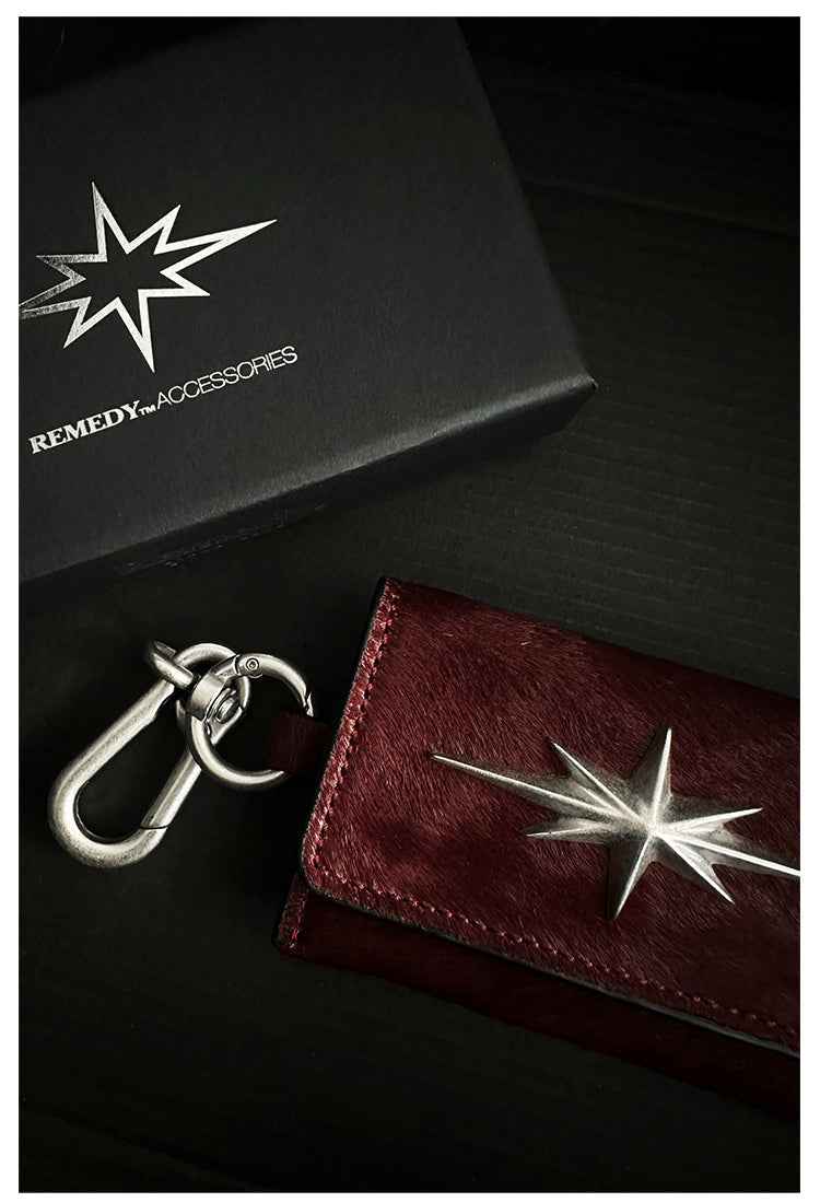 Remedy Metal Studded Keychain Coin Card Leather Wallet