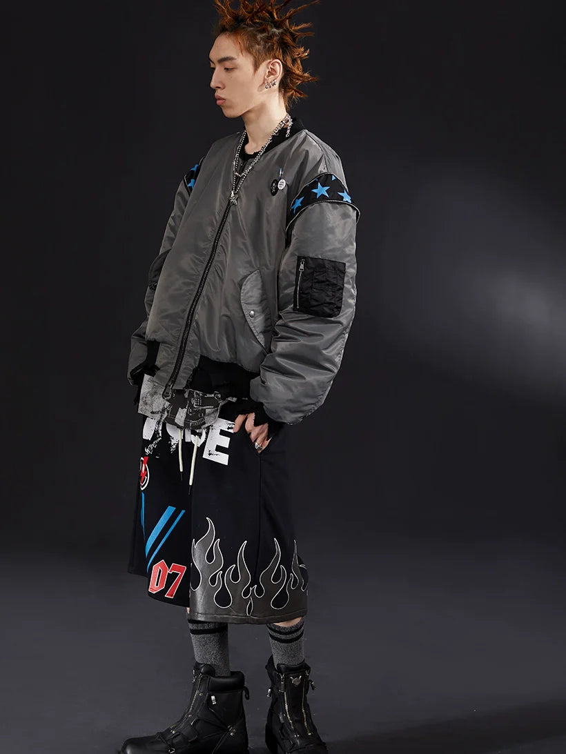 VENTUREK Star Shoulder Zipper MA-1 Bomber Jacket