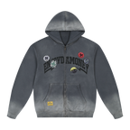 MEDM Gradient Washed Logo Print Embroidered Patch Zip-Up Hoodie