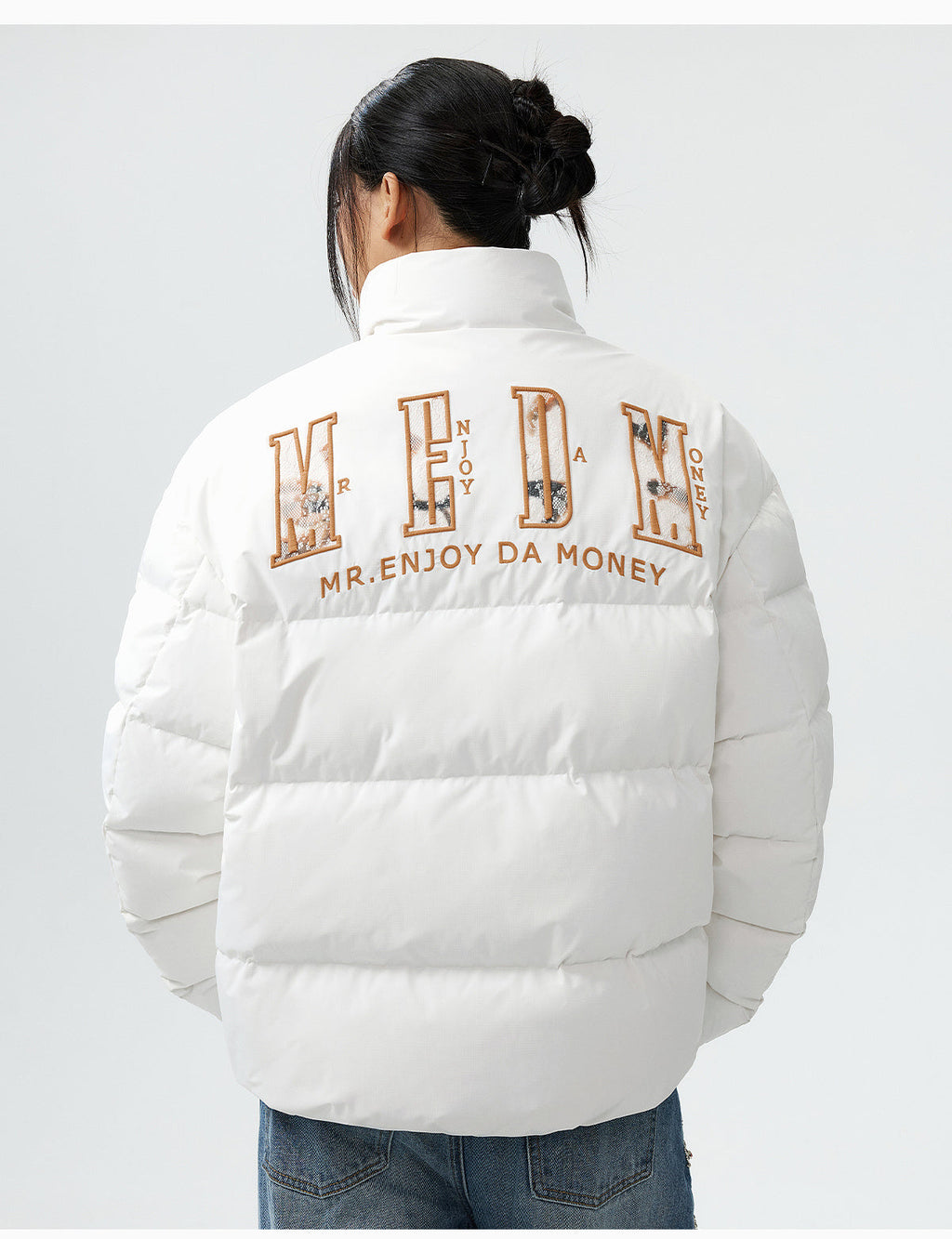MEDM 3D Embroidered Lace Puffer Jacket