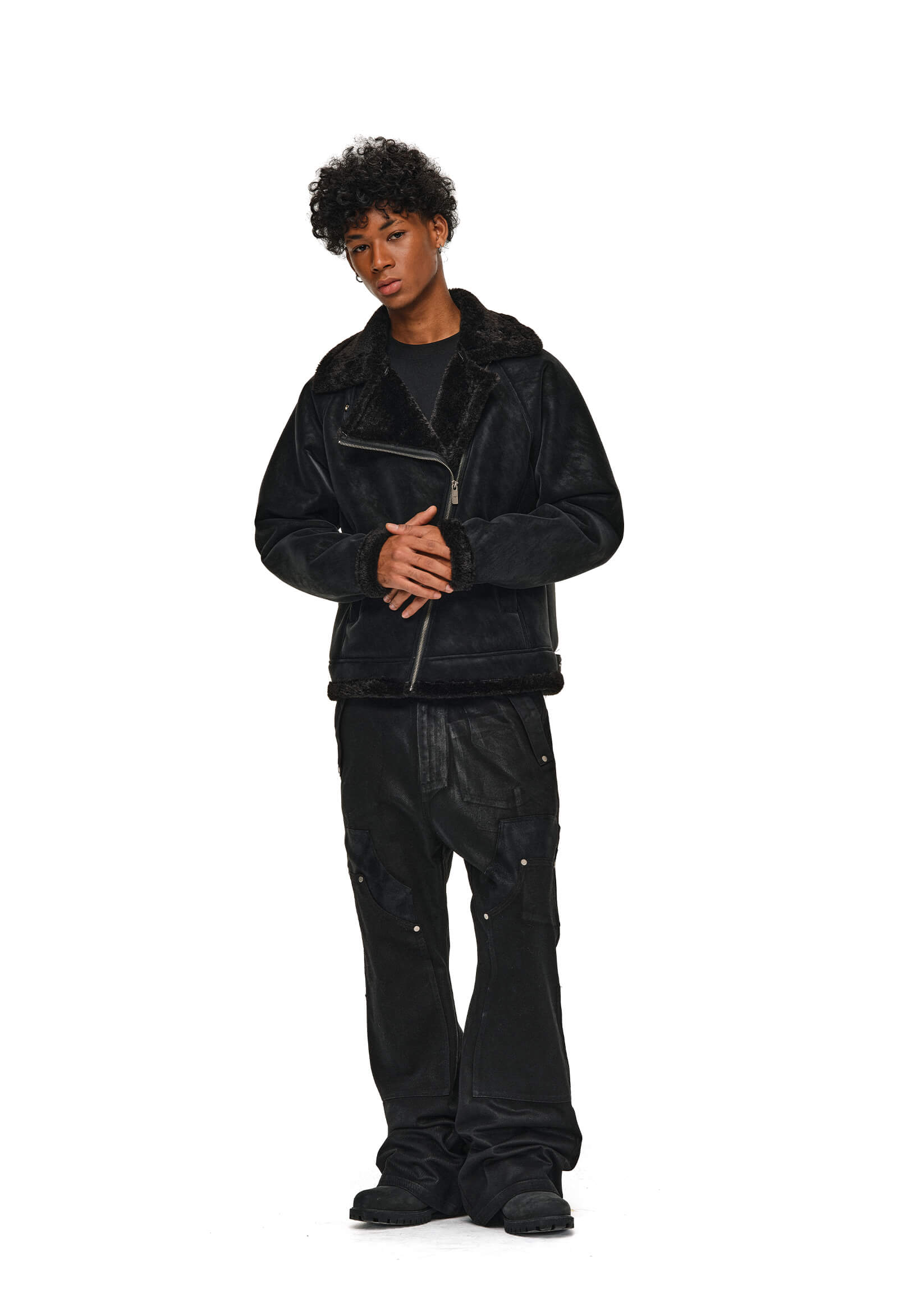 ANTIDOTE Faux Suede Double Rider Biker Jacket