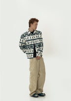 EVILKNIGHT(EK) Ethnic Print Striped Long Sleeve Shirt
