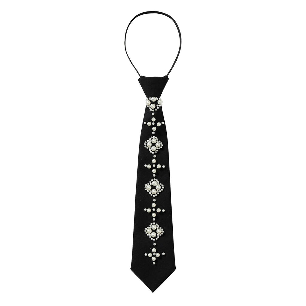 YADcrew Pearl Embellished Black Tie