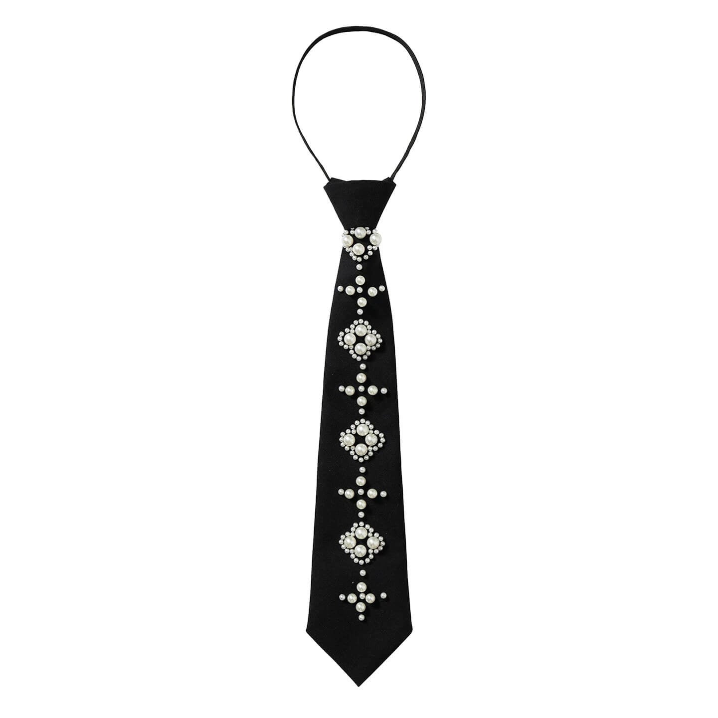 YADcrew Pearl Embellished Black Tie