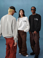 MEDM Logo Label Embroidered Suede Sweatshirt