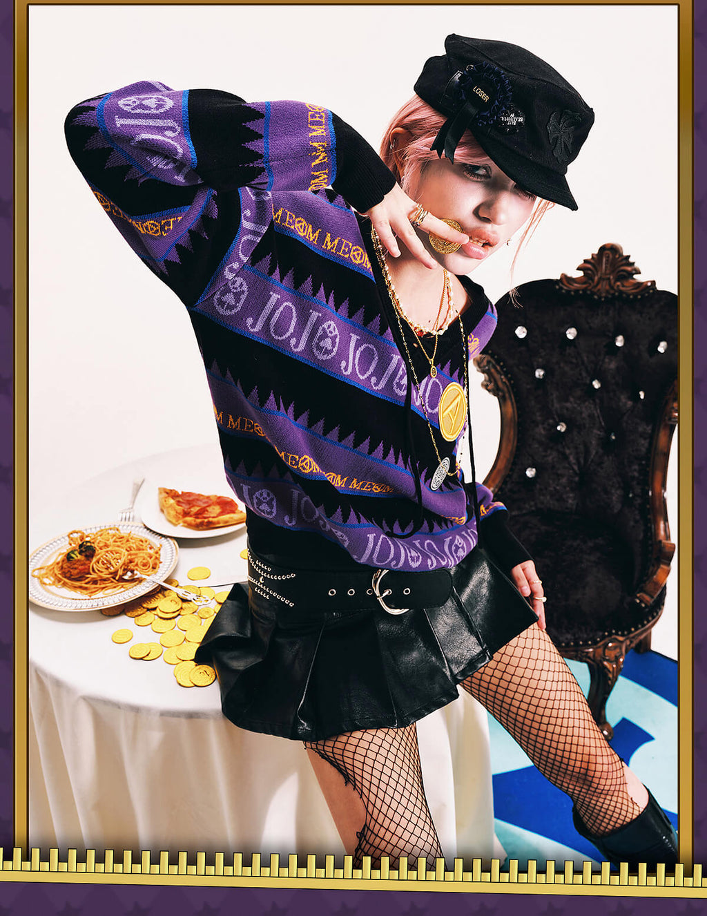 MEDM × JOJO Striped V Neck Knit Sweater