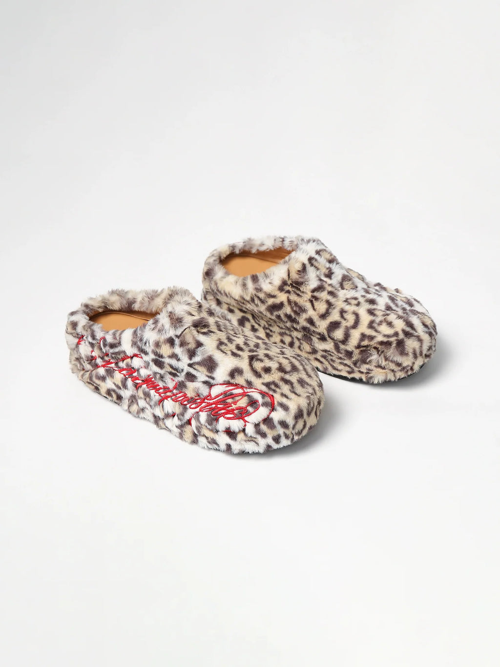 KARMANISTIC Leopard Fur Embroidered Slipper Clogs