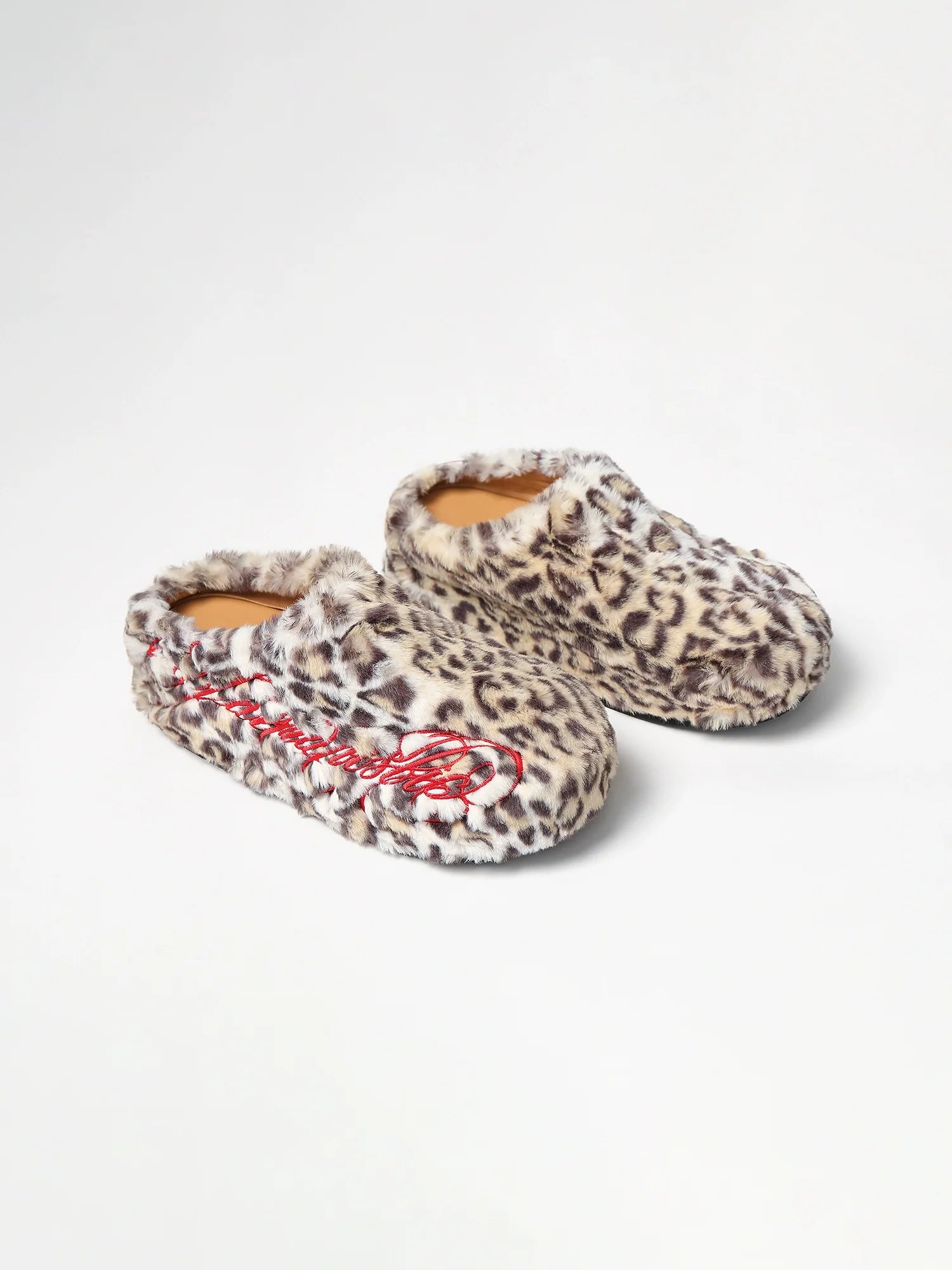 KARMANISTIC Leopard Fur Embroidered Slipper Clogs
