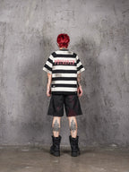 UNDERWATER Jailbird Dirty Dye Cut Distressed Stripe Tee