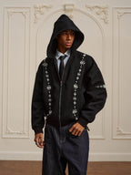 YADcrew Star Track Pearl Zip Up Hoodie
