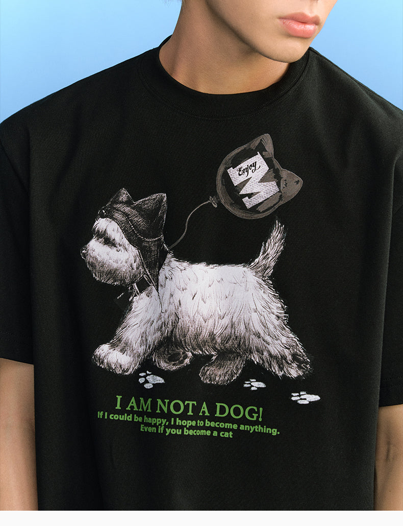 MEDM Cat Ear Hat Puppy Balloon Print Tee