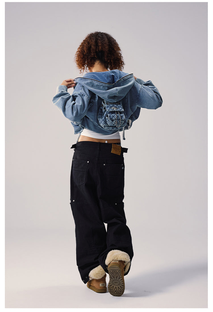 Remedy Backpack Design Washed Denim Short Jacket
