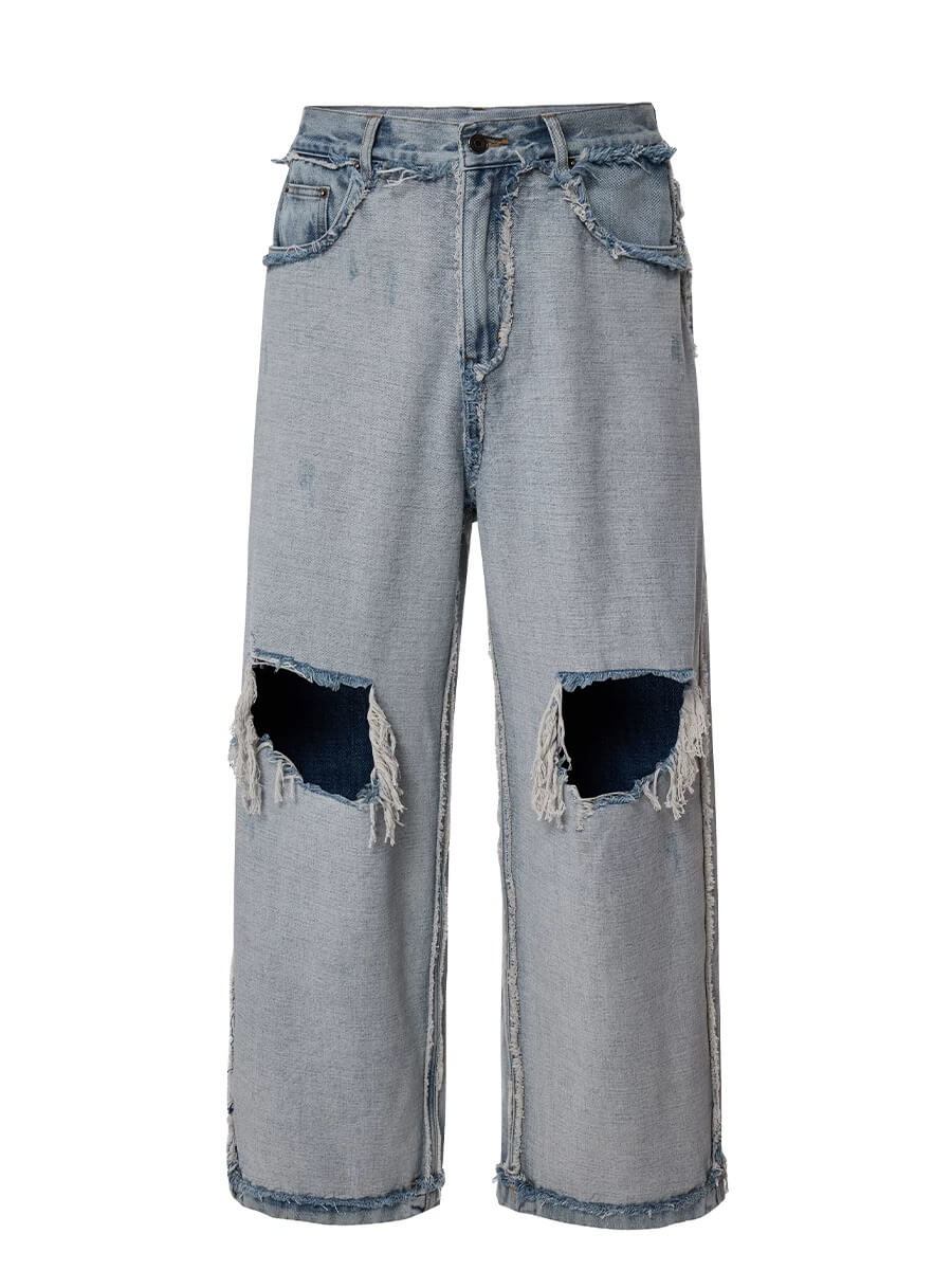 F2CE Inside Out Washed Distressed Ripped Jeans