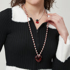 AWE Red Heart Pearl Necklace