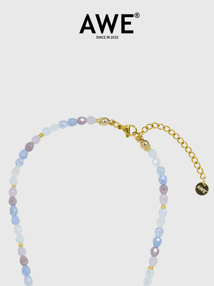 AWE Crystal Beaded Pearl Daisy Necklace