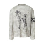 YADcrew Dirty Washed Circus Star Studded Long Sleeve Tee