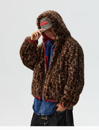MEDM Reversible Leopard Fur Hooded Track Jacket