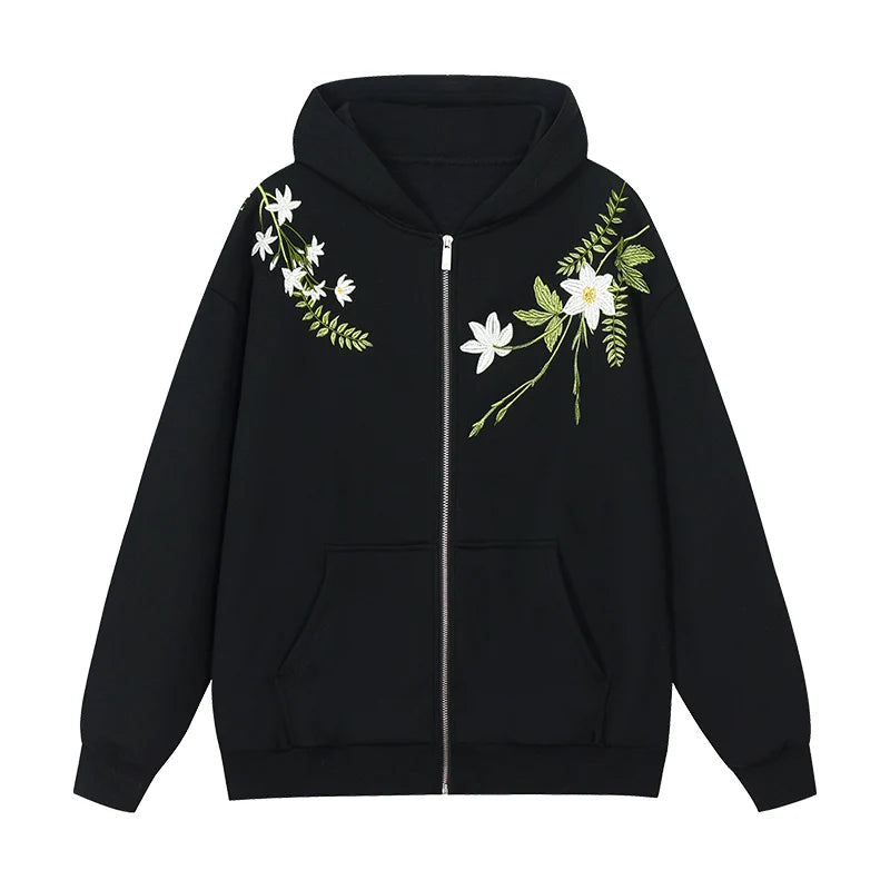 Harsh and Cruel Floral Garland Wreath Embroidered Hoodie