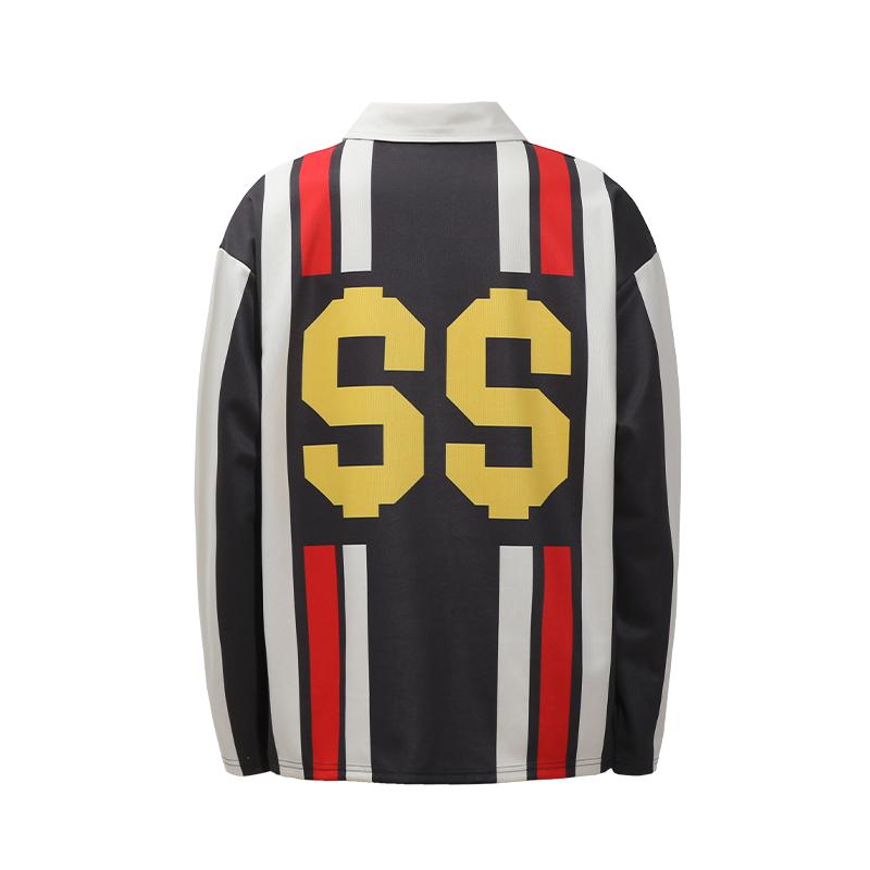 UNTILWERICH Contrast Stitch Long Sleeve Polo Jersey