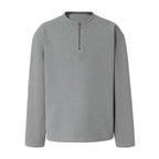 YADcrew Baroque Embroidered Half Zip Waffle Thermal Long Sleeve Tee