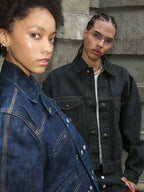 STEEPC Leather Embroidered Denim Jacket