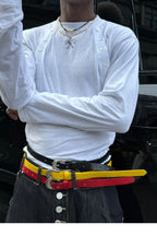 STEEPC Leather Braided Metal Buckle Belt