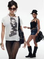 Night Lab Leopard Print Distressed PU Leather Bag