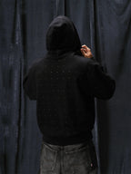 1807 Rhinestone Embellished Zip Up Hoodie