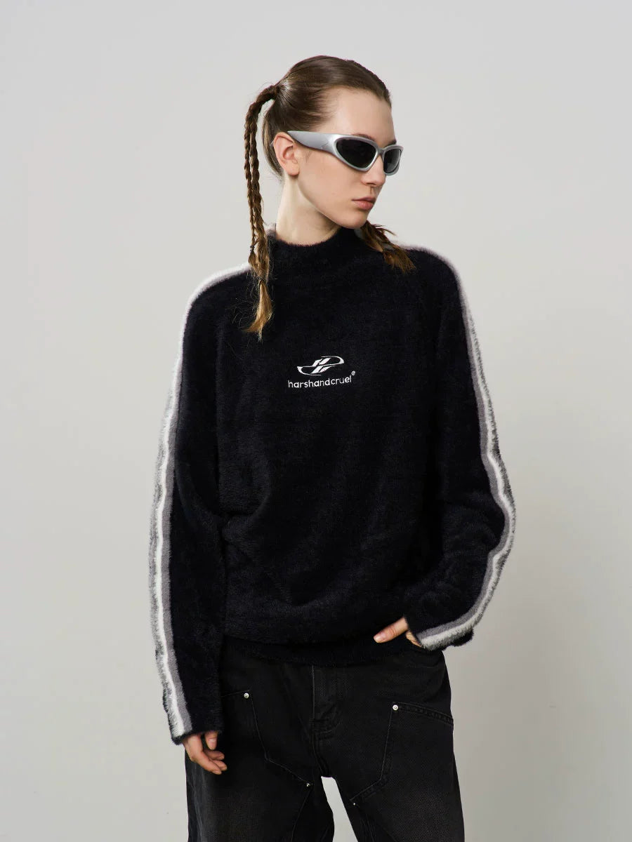 Harsh and Cruel Striped Mohair Logo Knit Sweater