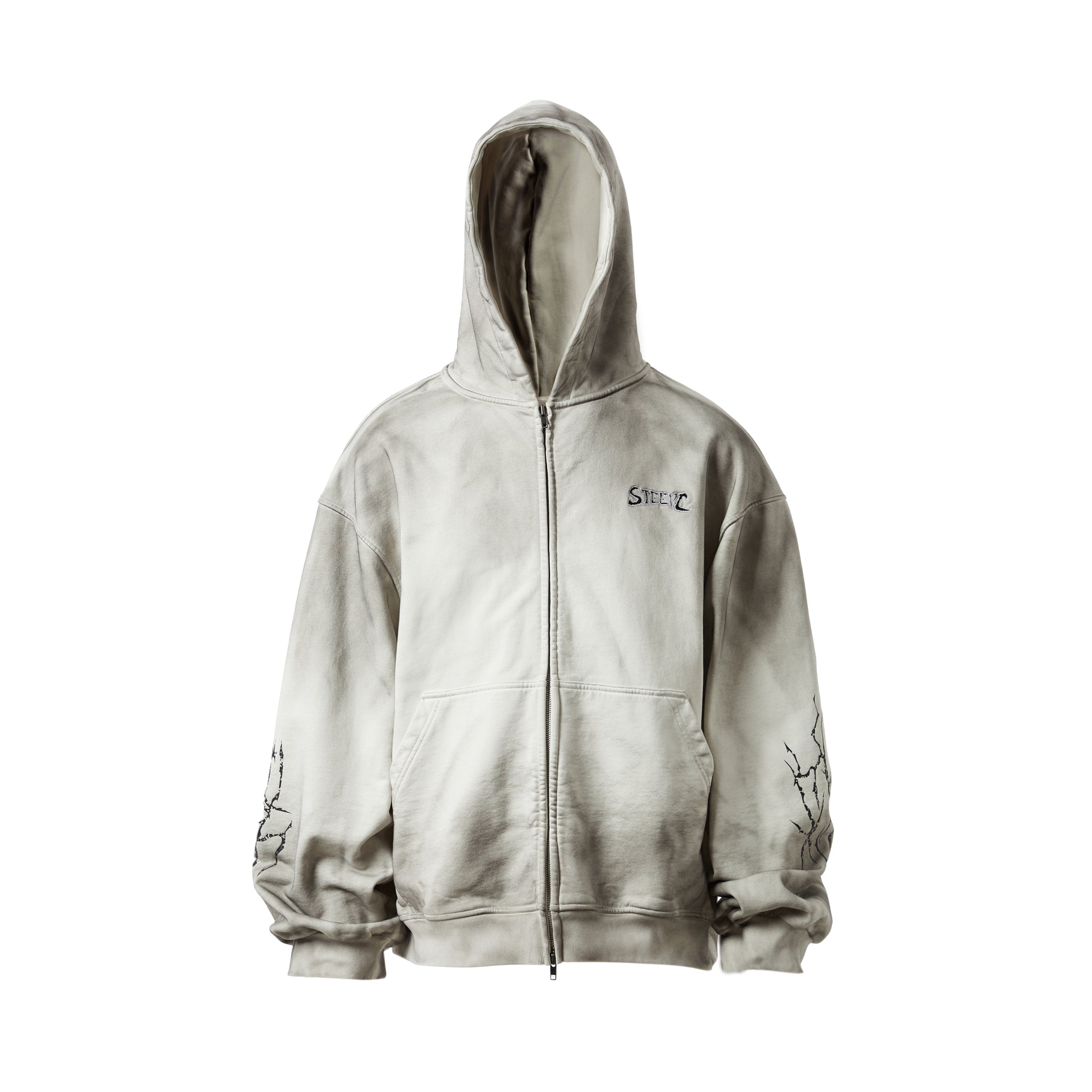 STEEPC Blade Drop Shoulder Dirty Zip Hoodie