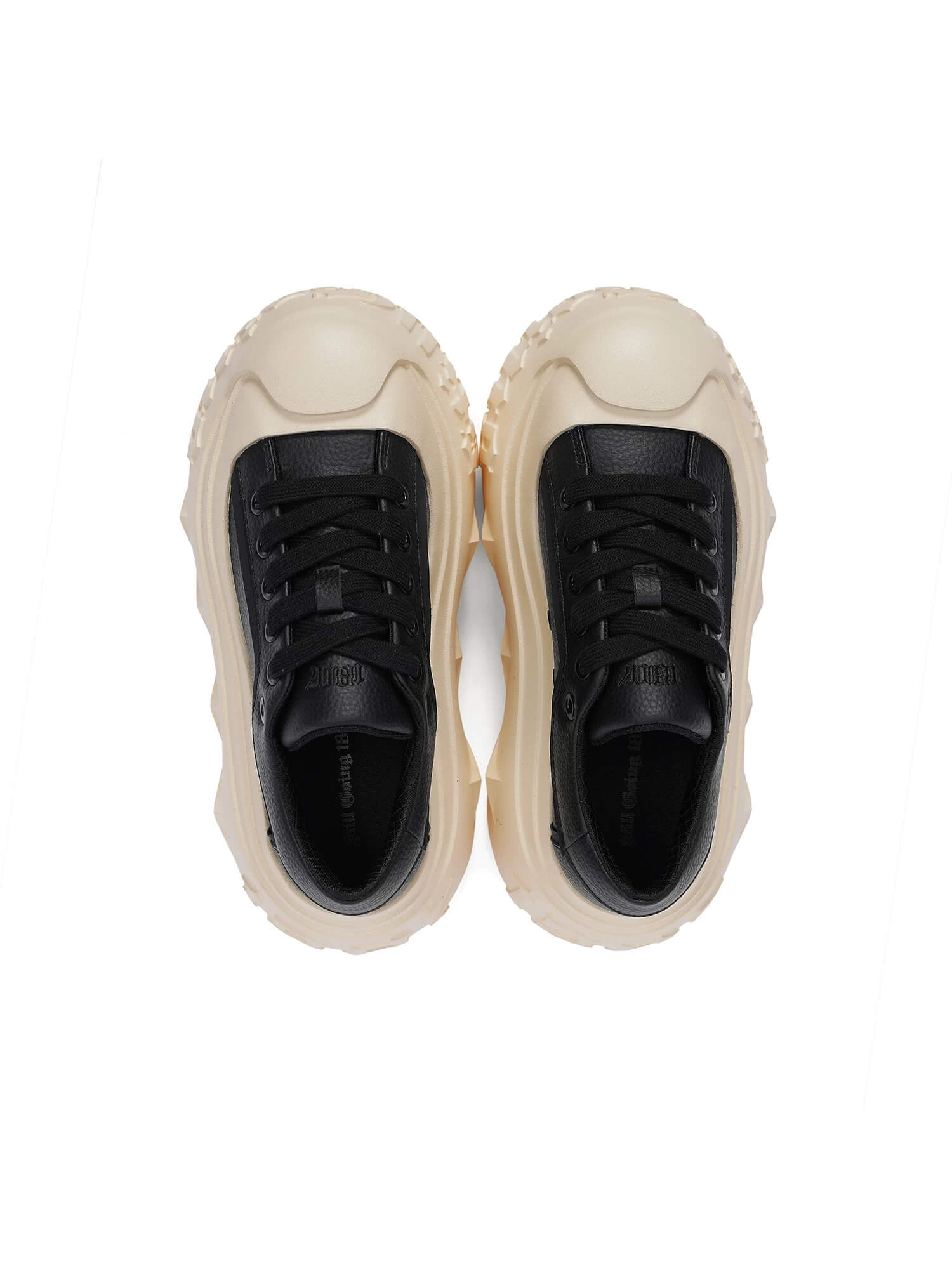 1807 INF-008 Gothic Lace Up PU Leather Chunky Sneakers
