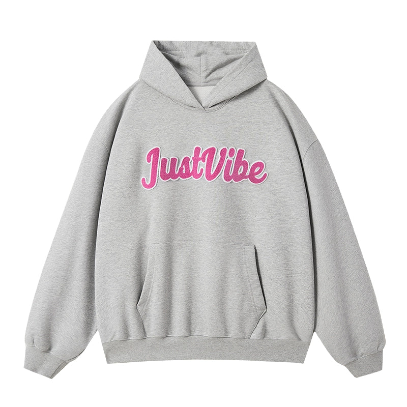 JUST VIBE Terry Embroidered Logo Hoodie