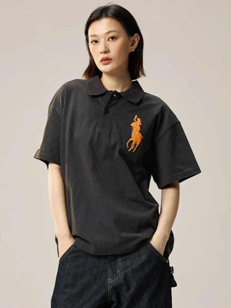 Remedy Cocktail Glass Girl Embroidery Polo Shirt