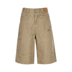 STEEPC Aged Torn Double Waisted Lumberjack Double Knee Baggy Shorts