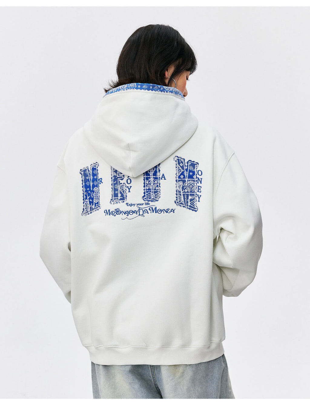MEDM Ethnic Paisley Patch Embroidered Hoodie