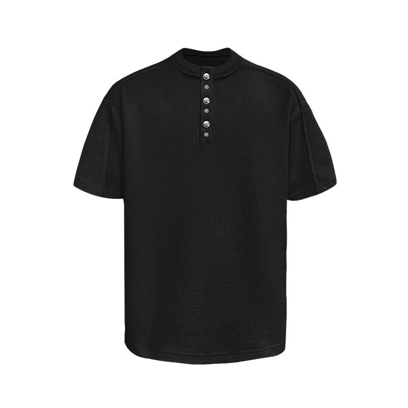Night Lab Pirate Gem Studded Waffle Henley Tee