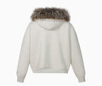 MEDM Faux Fur Lined Hooded Fur Zip Up Jacket