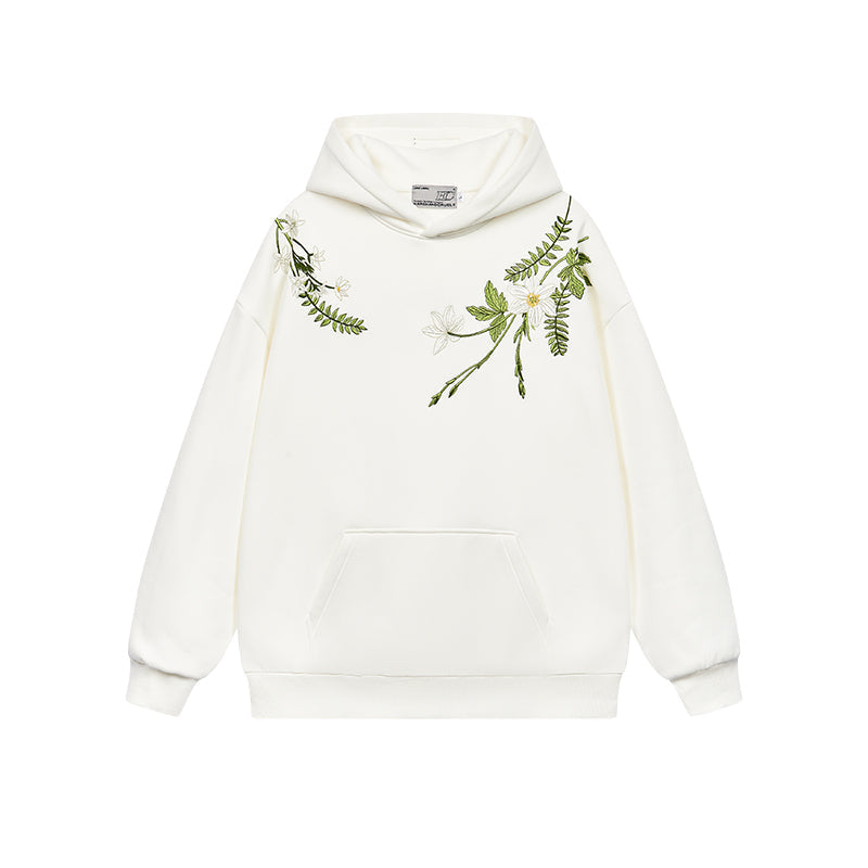 Harsh and Cruel Floral Garland Embroidered Text HACR Hoodie