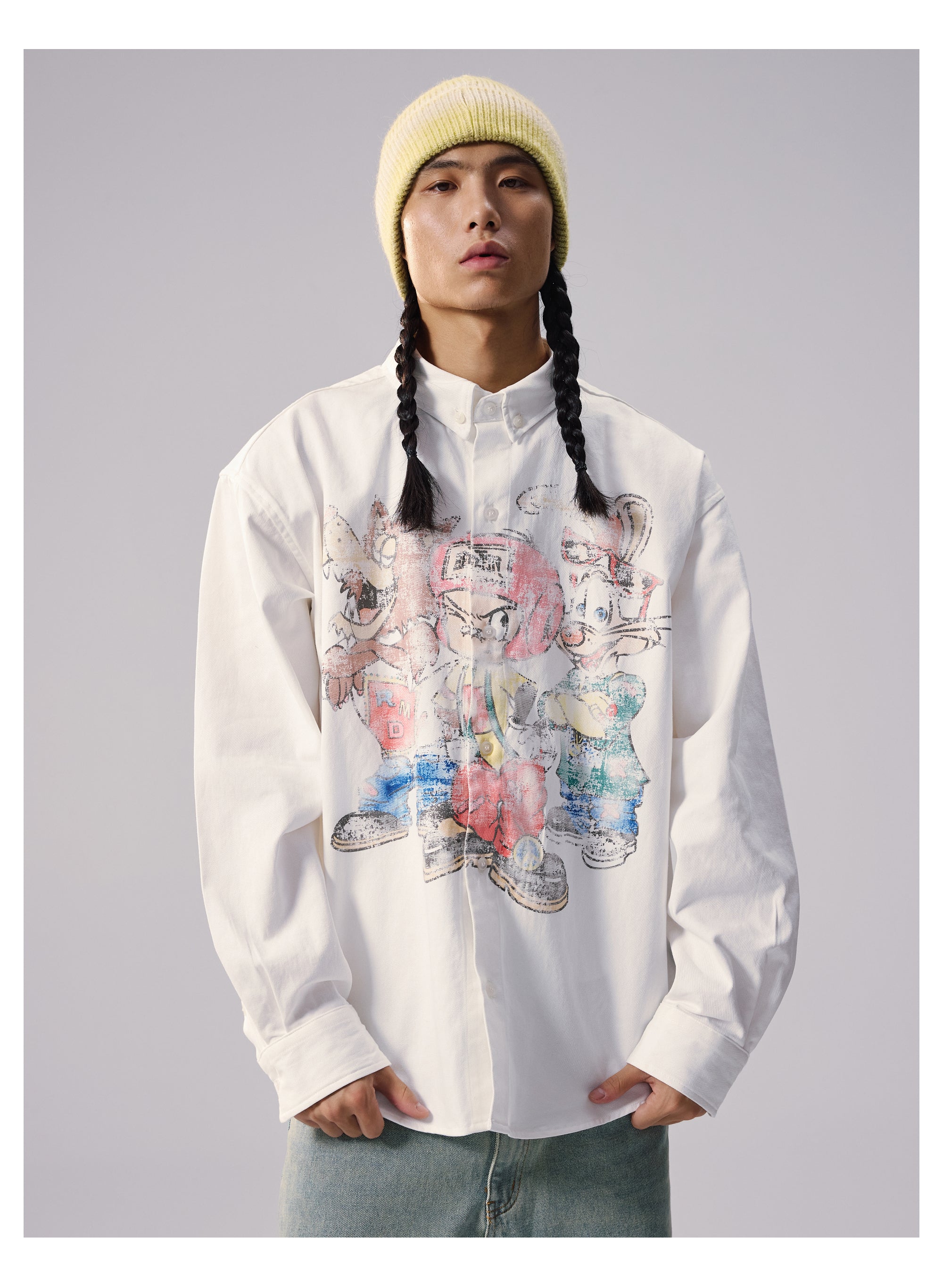 Remedy Cartoon Print Long Sleeve Shirt
