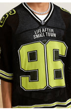 Small Town Kid Mesh Knit V Neck Rugby Jersey