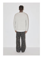 EMPTY REFERENCE Gray Hole Logo Knit Sweater