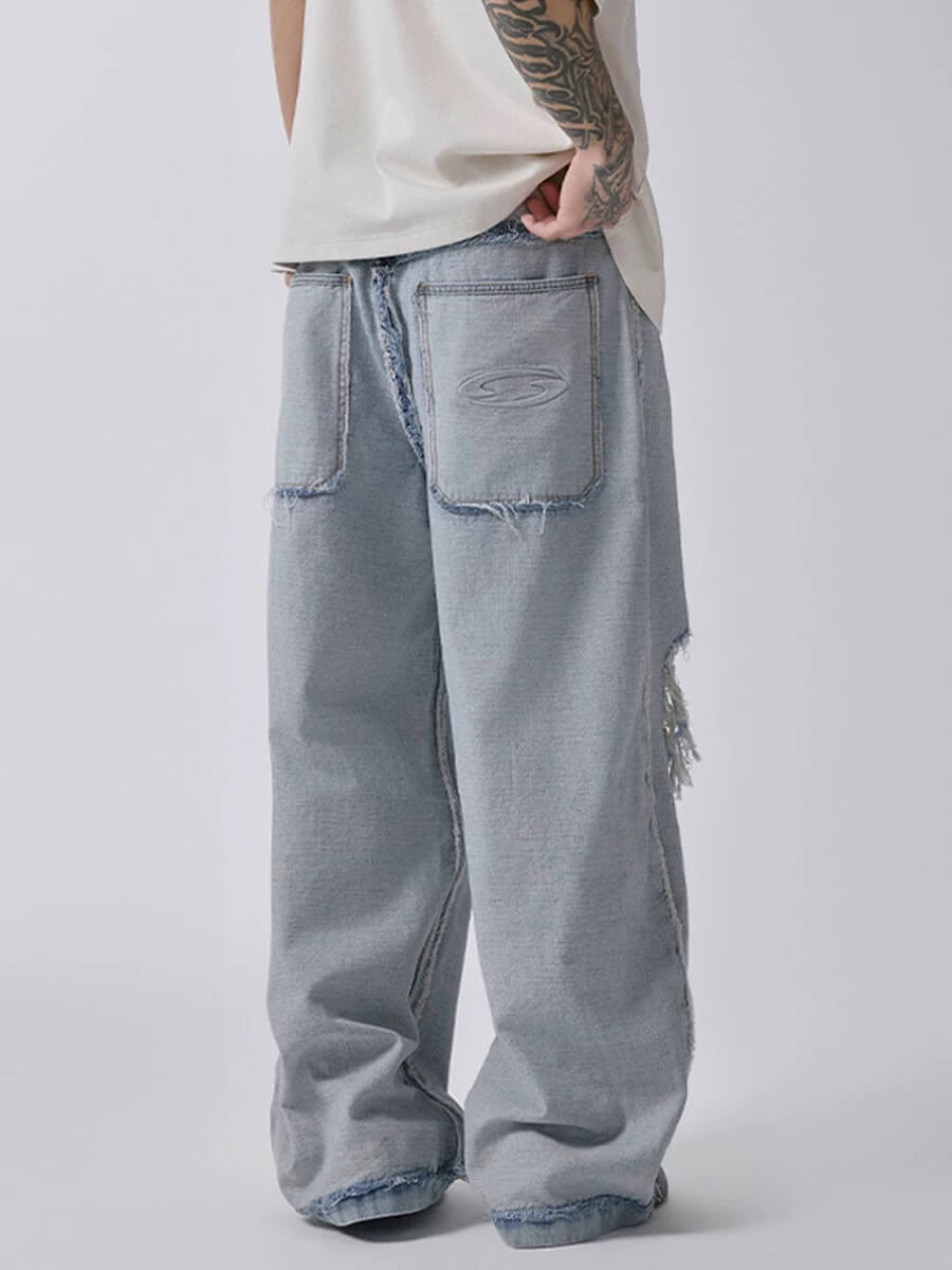 F2CE Inside Out Washed Distressed Ripped Jeans
