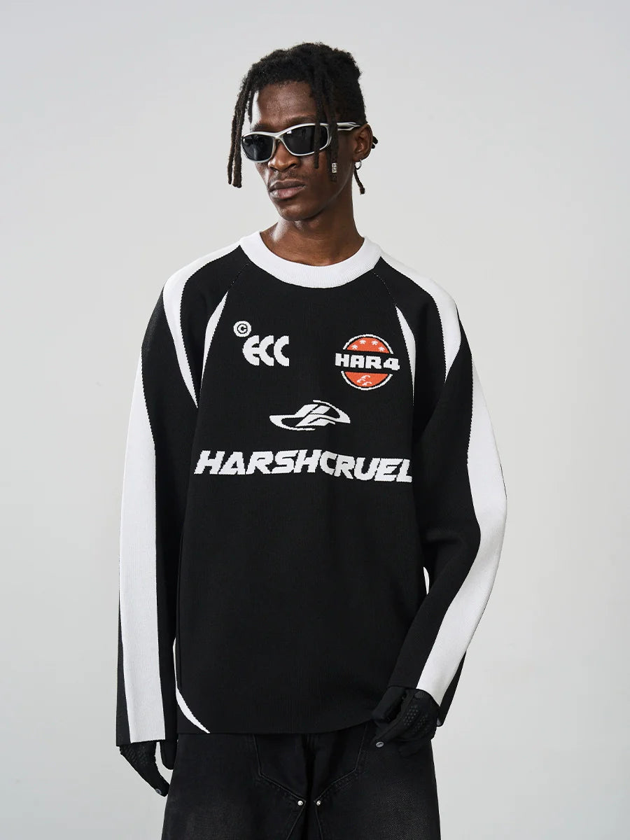 Harsh and Cruel Contrast Splicing Jersey Knit Sweater