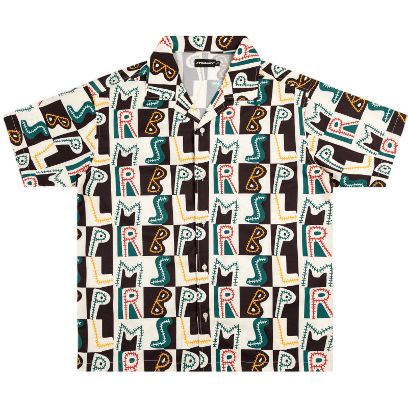 PRBLMS Hand Painted LOGO Checkered Short Sleeved Shirt