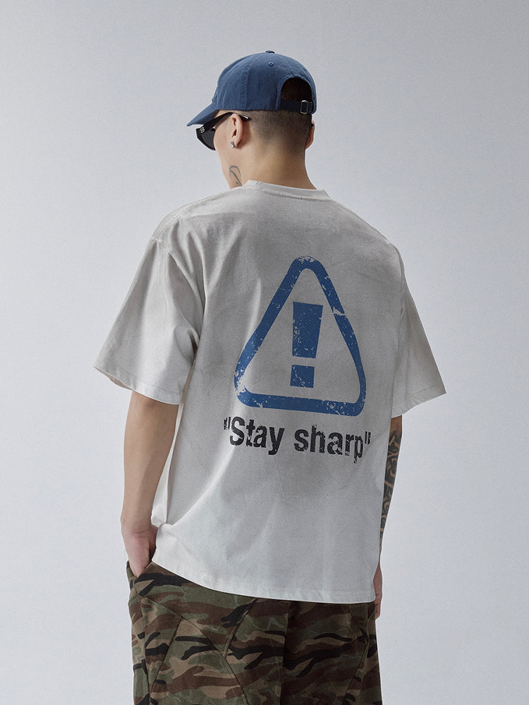 F2CE Aged Mud Dye Printed Slogan Tee