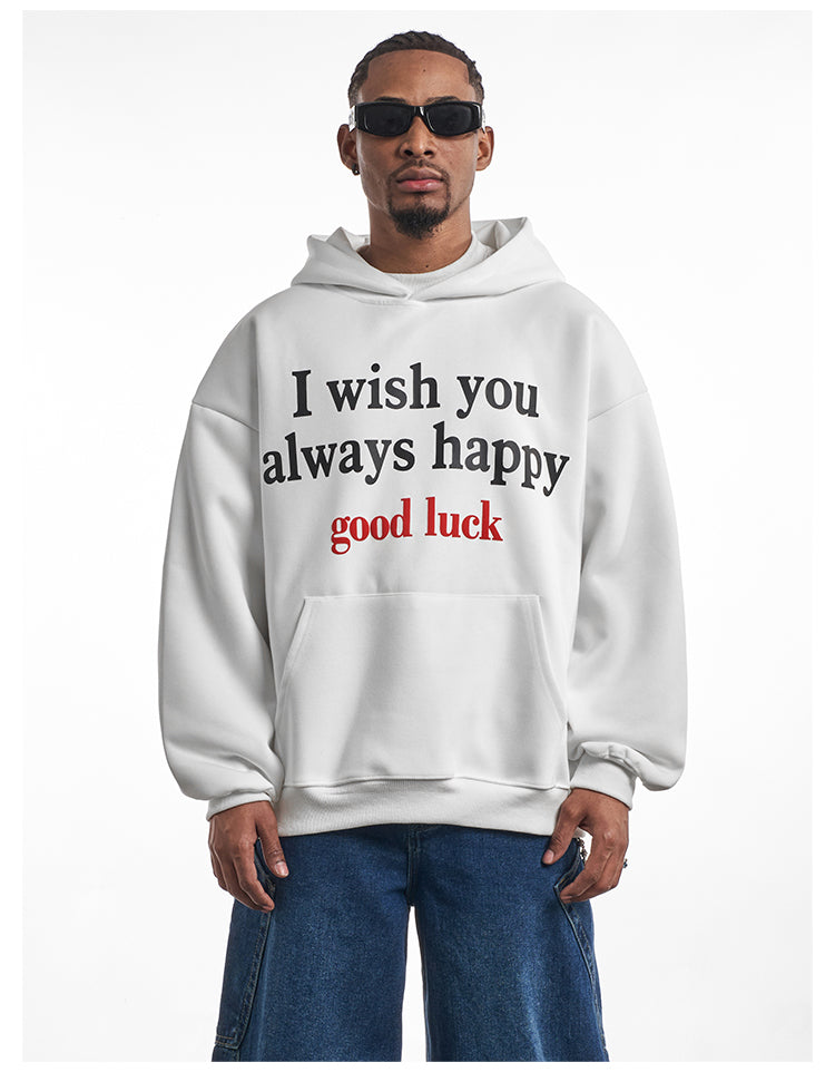 F3F Select Good Luck Printed Letter Hoodie