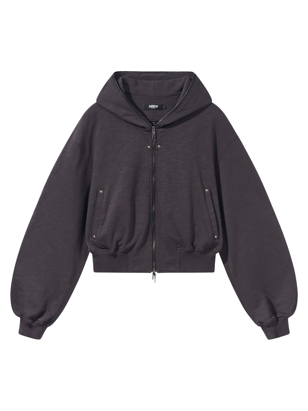 BLIND NO PLAN Logo Studded Embellished Zip-Up Hoodie