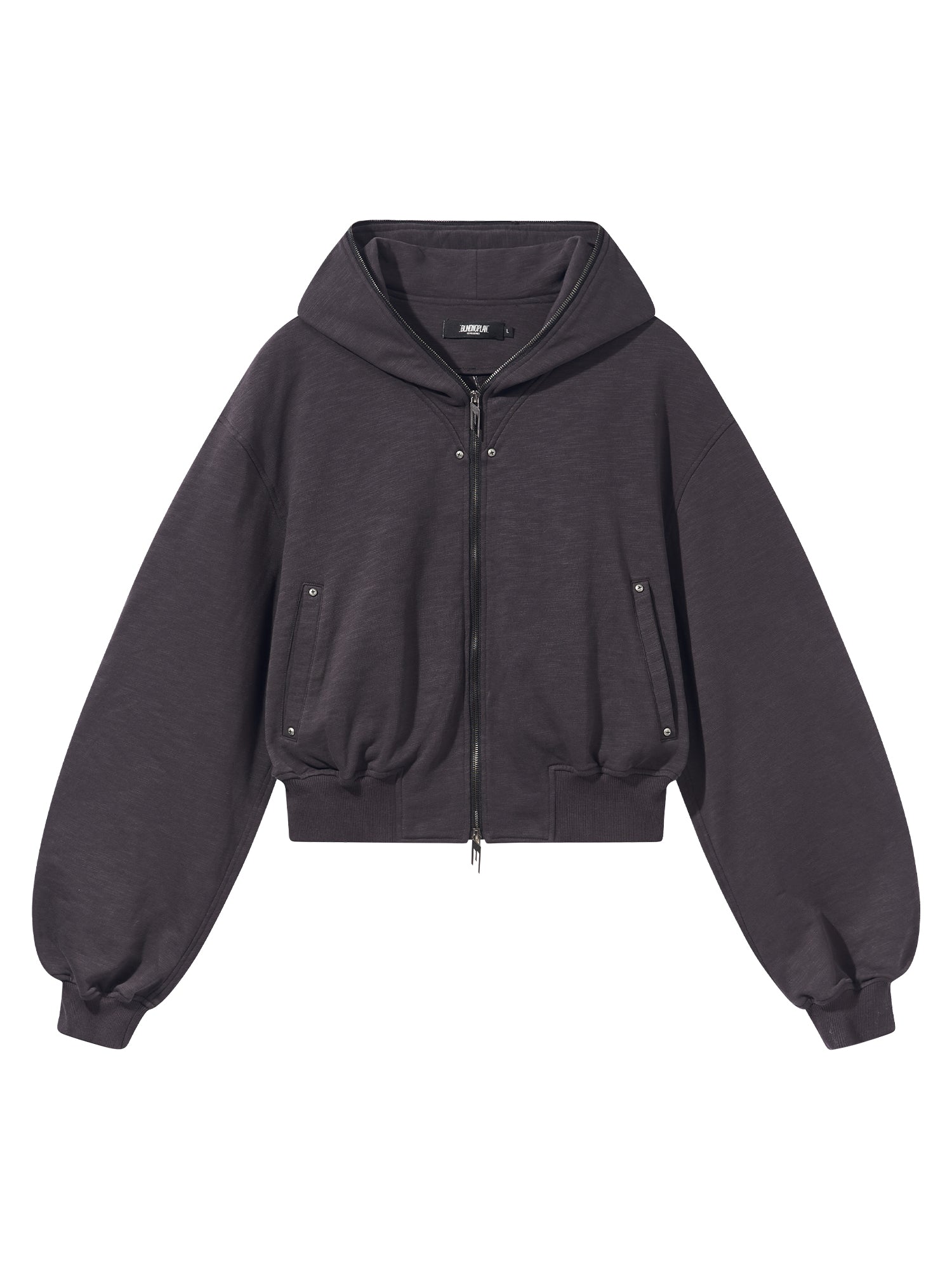 BLIND NO PLAN Logo Studded Embellished Zip-Up Hoodie