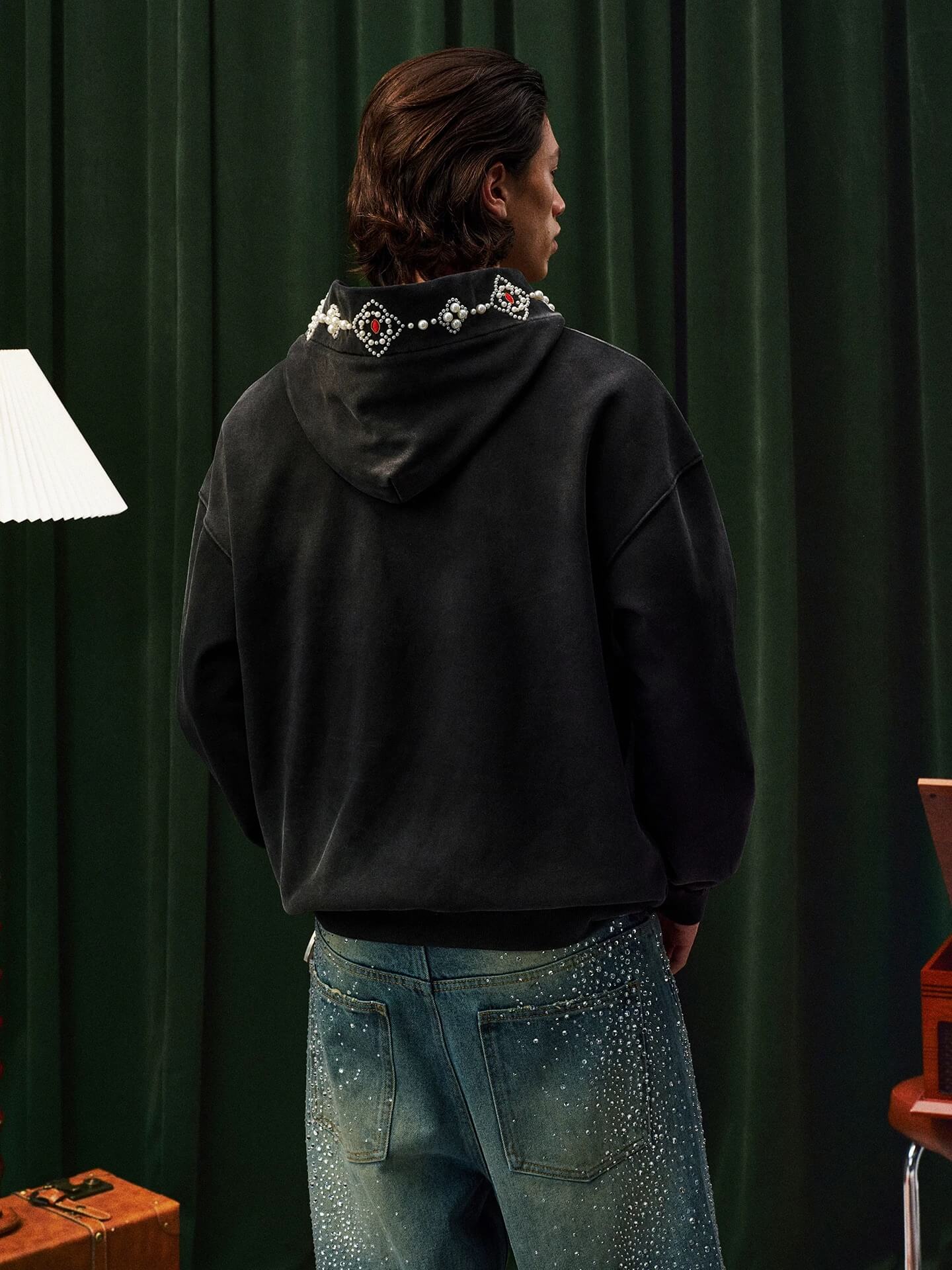 YADcrew Pearl Hood Washed Distressed Hoodie