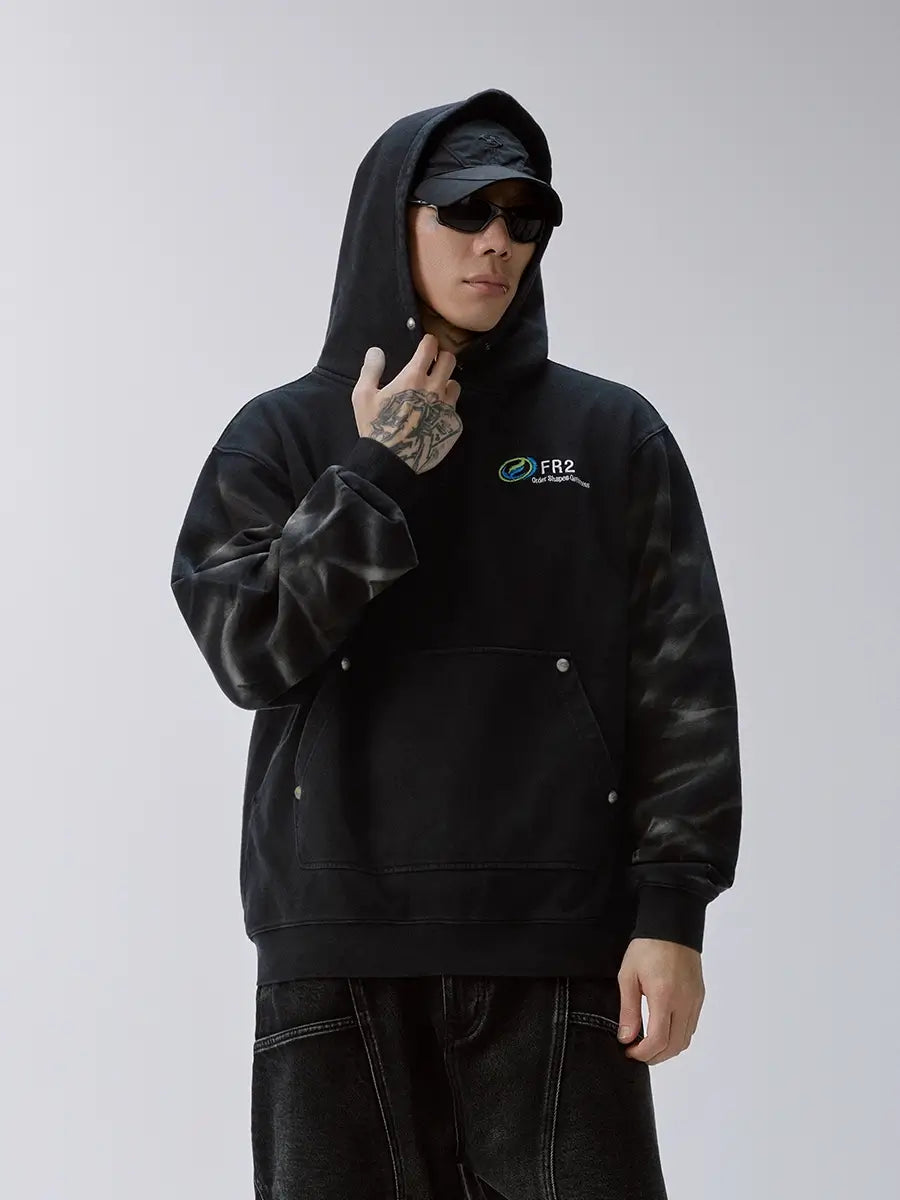 F2CE Tie Dye Distressed Embroidered Hoodie